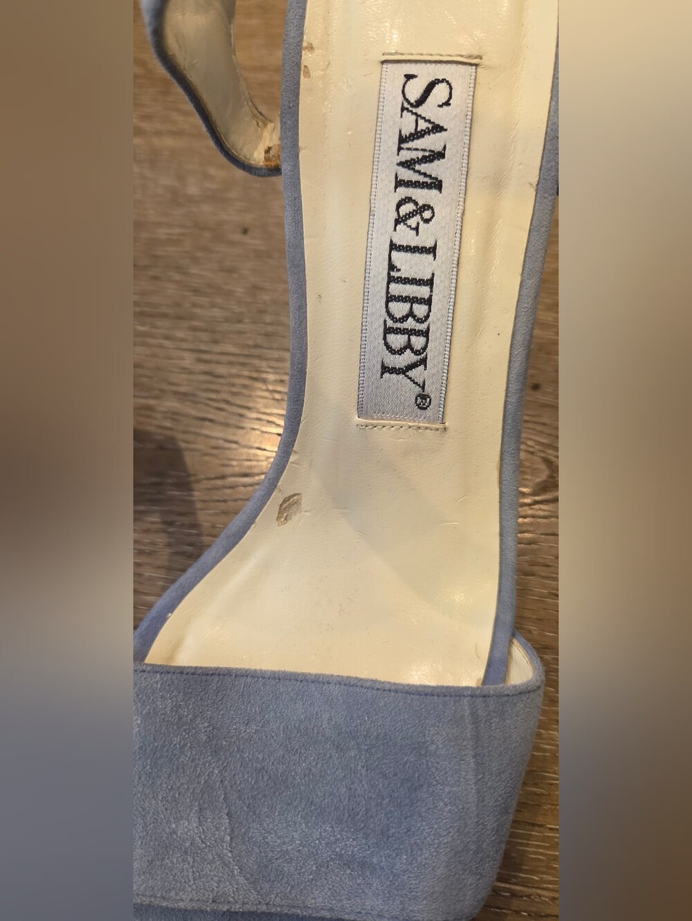 Sam & Libby Blue Suede Slingback Heels (Size 7) - Picture 6 of 8